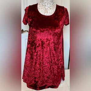 Rolla Coster size S crimson red crushed velvet dress scoop neck fit and flair